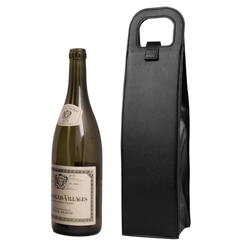 Vegan Leather Wine Bottle Tote - 1