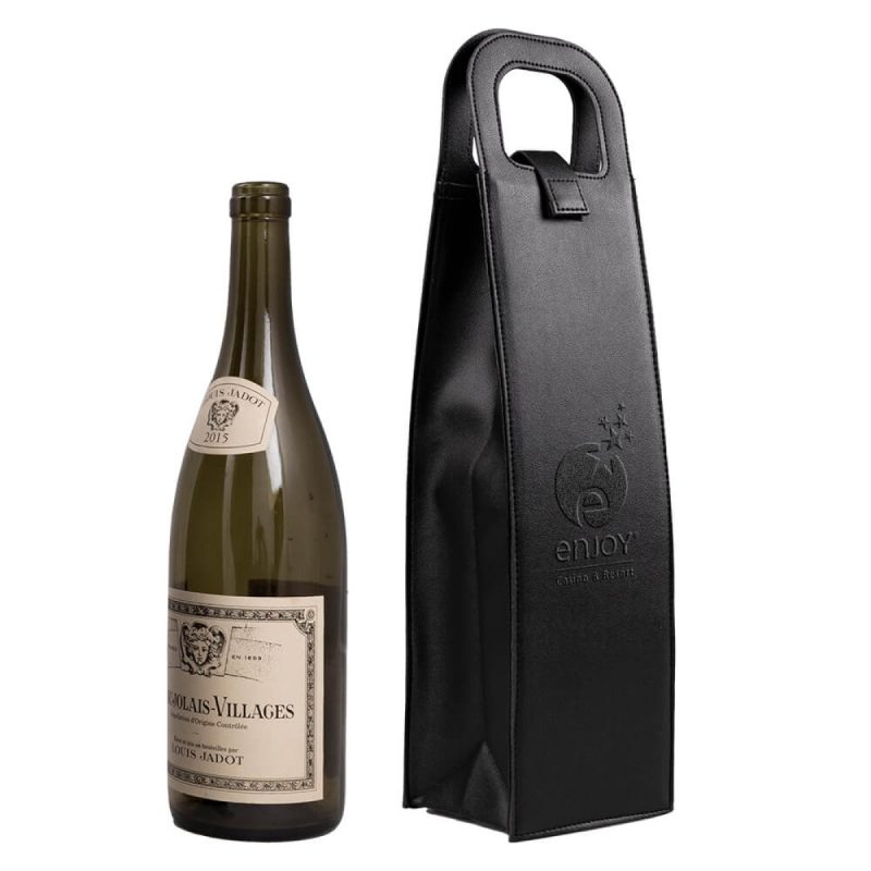 Vegan Leather Wine Bottle Tote - 2