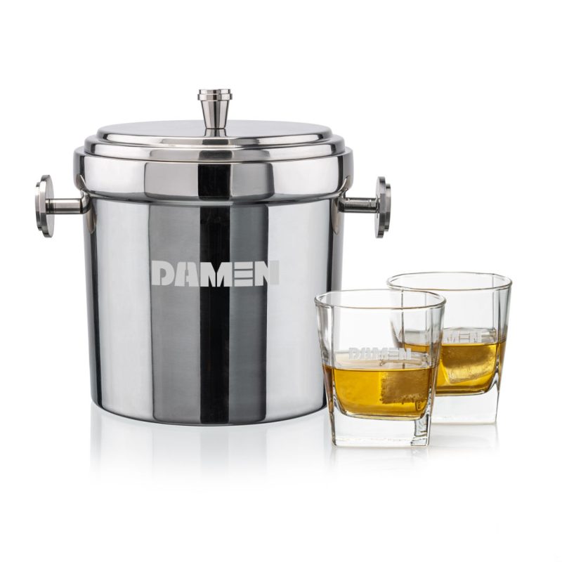 Milano-Ice-Bucket-Sterling-On-the-Rocks-Set-SST1033-SG Milano Ice Bucket & Sterling On-the-Rocks Set