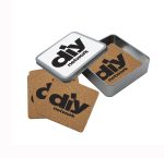 Cork Coaster Set in Square Tin