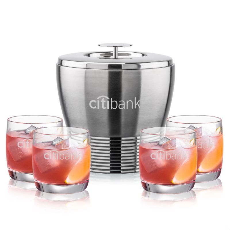 Genoa Ice Bucket & Ritz On-the-Rocks Set - 2