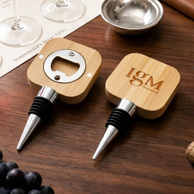 Kirtle Bamboo Bottle Stopper w/Bottle Opener - 3