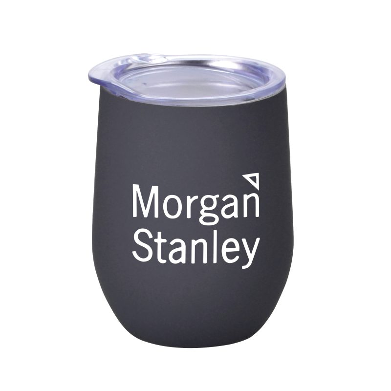 Matte Black Retro Lunchbox + Double 12 Oz. Rubberized Stemless Wine Glass In Vacuum Formed Inse - 2