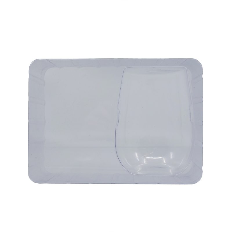 Matte Black Retro Lunchbox+Single 12 Oz. Rubberized Stemless Wine Glass In Vacuum Formed Insert - 1