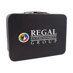 Matte Black Retro Lunchbox+Single 12 Oz. Rubberized Stemless Wine Glass In Vacuum Formed Insert - 2