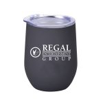 Matte Black Retro Lunchbox+Single 12 Oz. Rubberized Stemless Wine Glass In Vacuum Formed Insert - 3