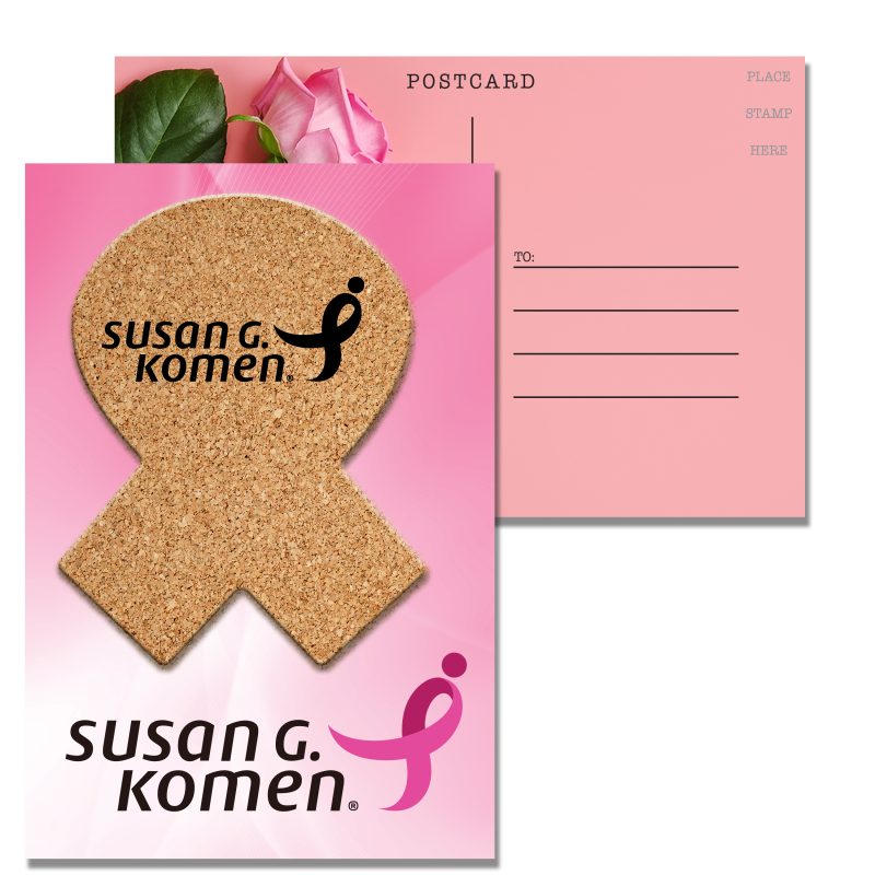 Post-Card-with-Awareness-Ribbon-Cork-Coaster-PC-PCC109 Post Card with Awareness Ribbon Cork Coaster