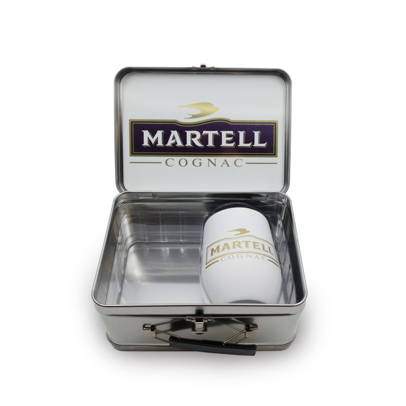 Retro Lunchbox + Single 12 Oz. Rubberized Finish Stemless Wine Glass In Vacuum Insert - 2