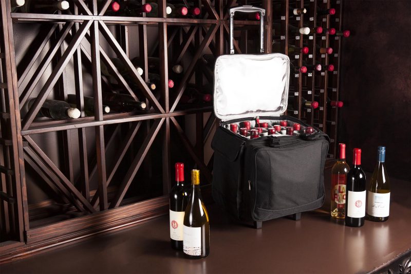 Bodega Insulated 12-Bottle Wine Tote Cooler w/Removable Dividers & Wheeled Trolley - 2