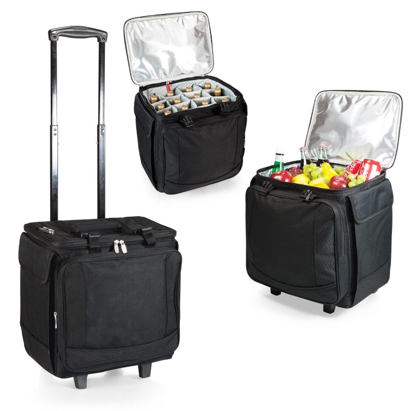 Bodega Insulated 12-Bottle Wine Tote Cooler w/Removable Dividers & Wheeled Trolley - 3