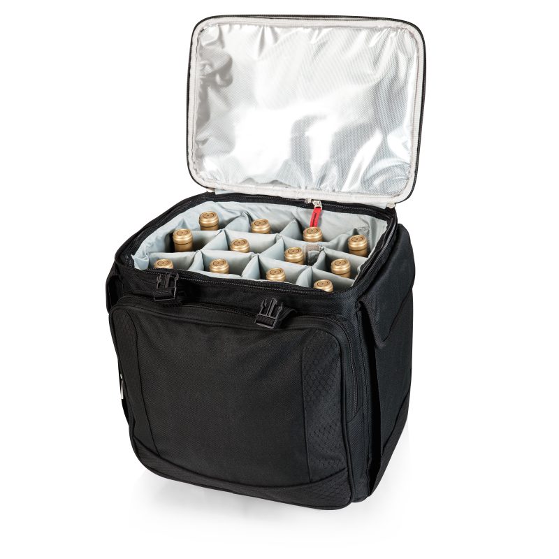 Bodega Insulated 12-Bottle Wine Tote Cooler w/Removable Dividers & Wheeled Trolley - 5