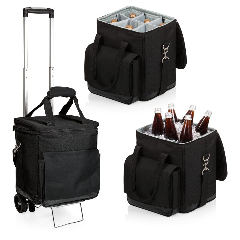 Cellar 6-Bottle Insulated Wine Tote w/Removable Divider & Trolley - 4