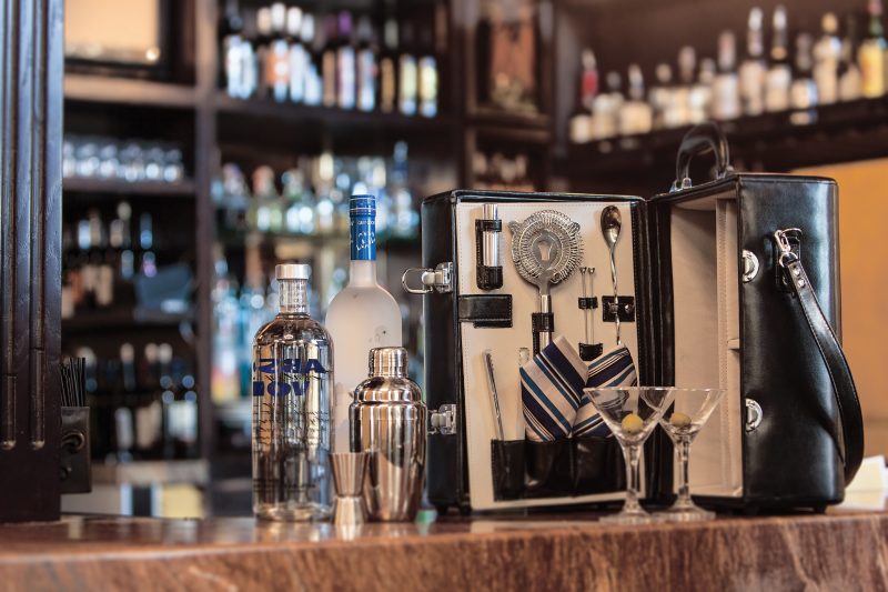 Manhattan Two Bottle Cocktail Case w/Barware - 6