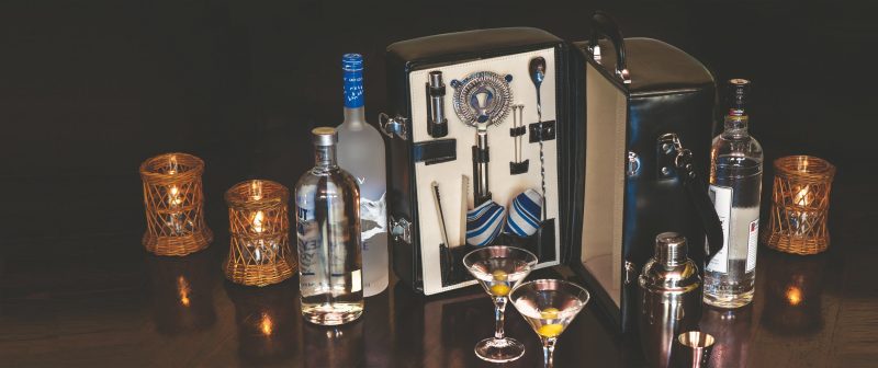 Manhattan Two Bottle Cocktail Case w/Barware - 8