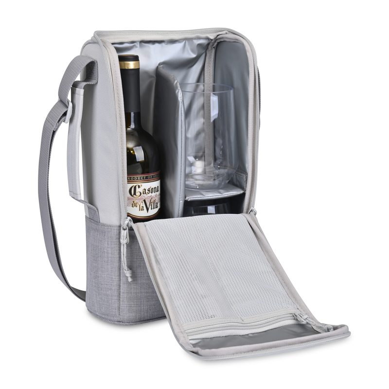 Parkview Recycled rPET Insulated Wine-to-Go Carry Tote - Greystone - 3
