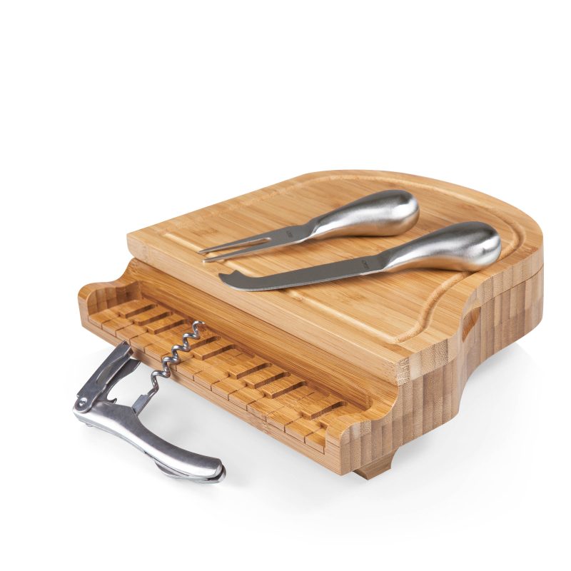 Piano Shaped Cutting Board w/3 Wine & Cheese Tools - 7