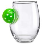 Pickleball Embedded Wine Glass