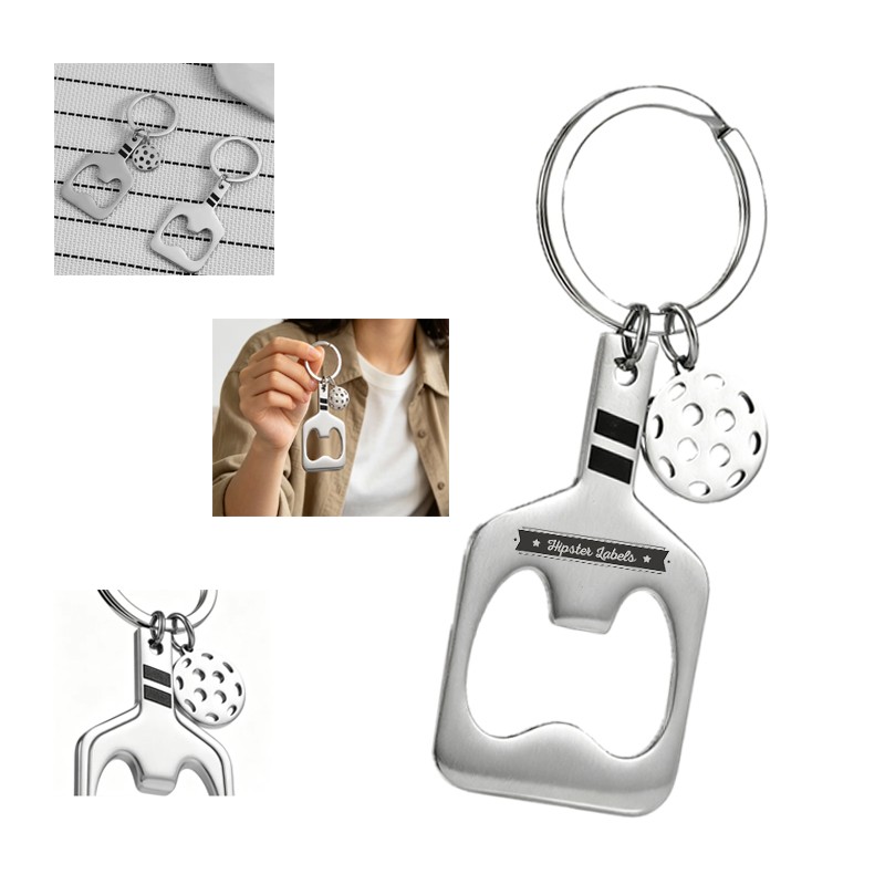 Pickleball-Paddle-Keychain-Bottle-Opener-Charm-HA-1757 Pickleball Paddle Keychain Bottle Opener Charm