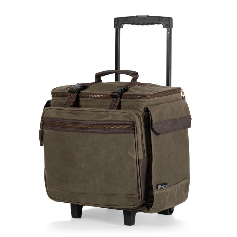 Somm 12 Bottle Wine Tote with wheels- Khaki/Brown - 1