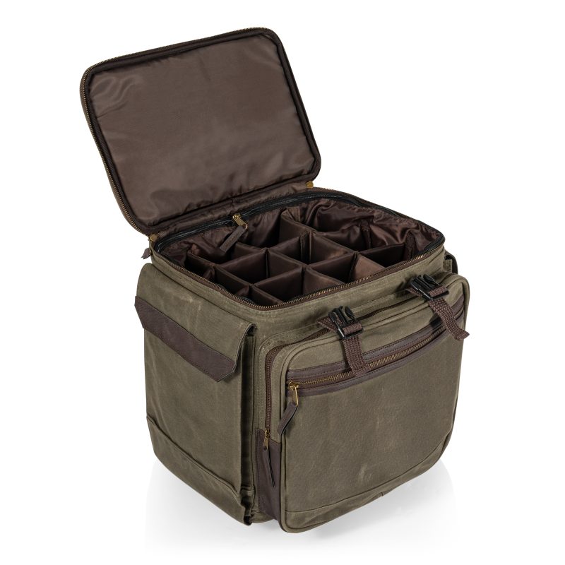 Somm 12 Bottle Wine Tote with wheels- Khaki/Brown - 3