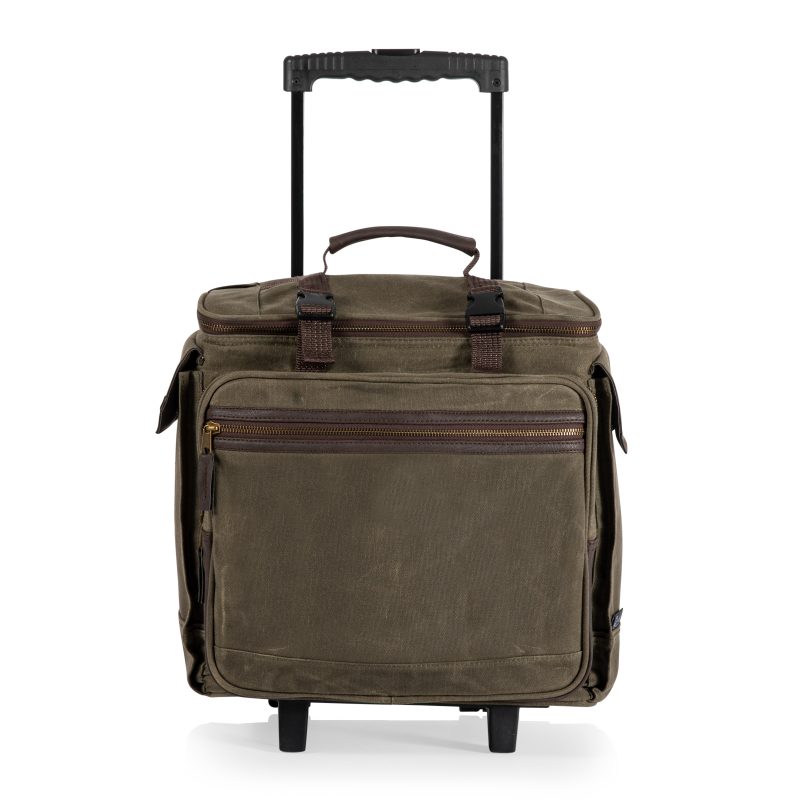 Somm 12 Bottle Wine Tote with wheels- Khaki/Brown